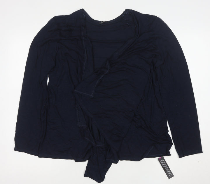 Roman Women's Blue Wrap Jersey Long Sleeve Blouse Size 18