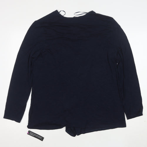 Roman Women's Blue Wrap Jersey Long Sleeve Blouse Size 18