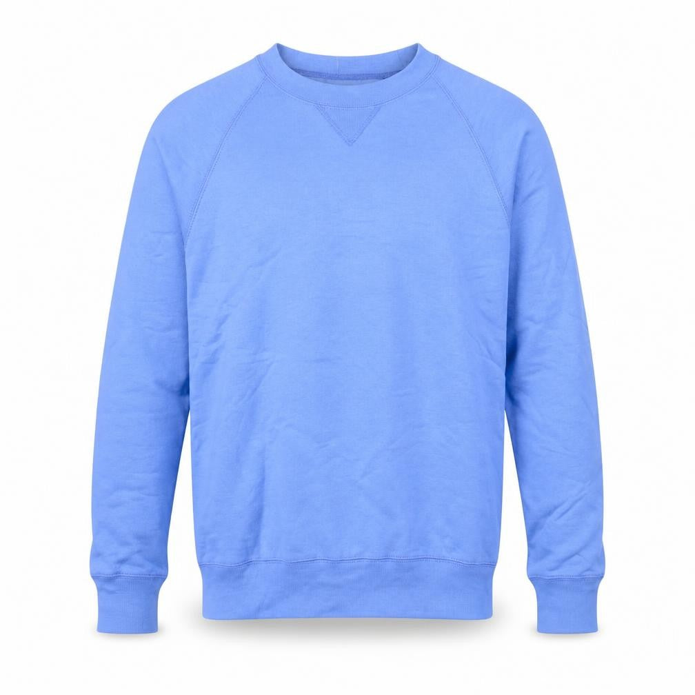 Front view of Hanes Men's Blue Crew Neck Pullover Sweatshirt, size S