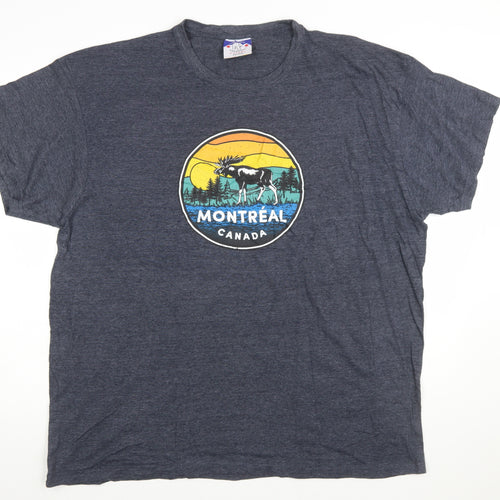 Northern Lifestyles Men's Blue Montreal Canada Graphic T-Shirt 2XL