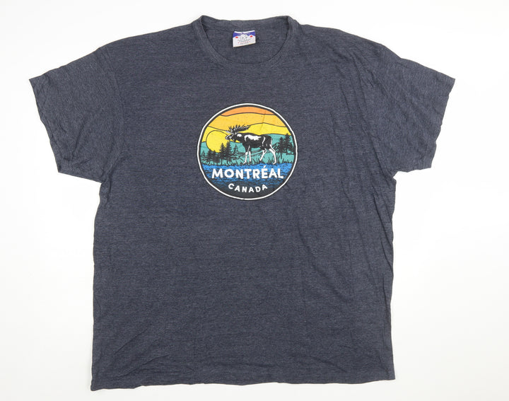 Northern Lifestyles Men's Blue Montreal Canada Graphic T-Shirt 2XL