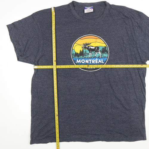 Northern Lifestyles Men's Blue Montreal Canada Graphic T-Shirt 2XL