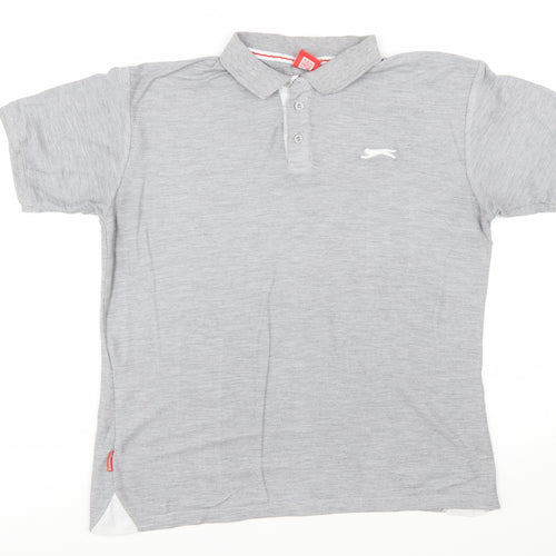 Slazenger Men's Grey Regular Fit Short Sleeve Polo Shirt Size L