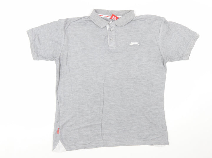 Slazenger Men's Grey Regular Fit Short Sleeve Polo Shirt Size L