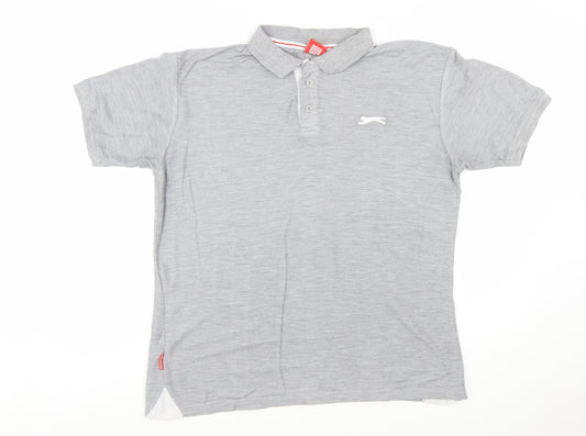 Slazenger Men's Grey Regular Fit Short Sleeve Polo Shirt Size L