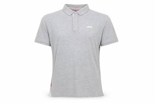 Front view of Slazenger Men's Grey Regular Fit Short Sleeve Polo Shirt, size L