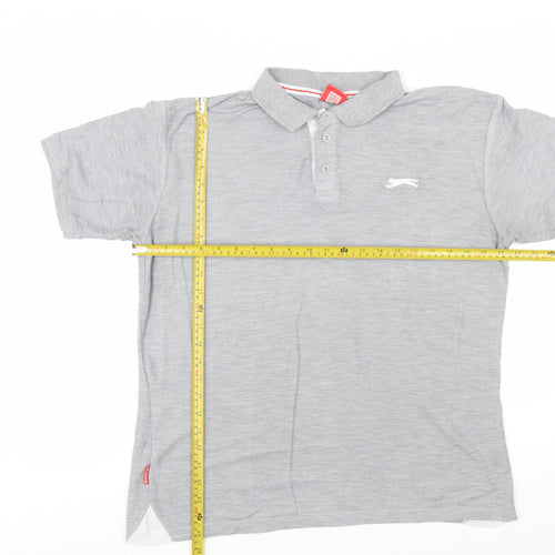 Slazenger Men's Grey Regular Fit Short Sleeve Polo Shirt Size L