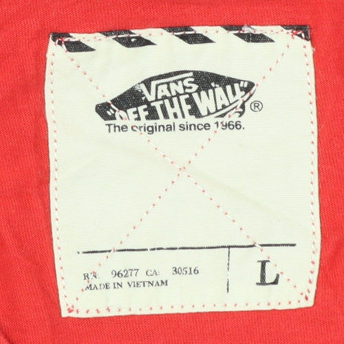 Vans Men's Red and Navy Sleeveless Cotton T-Shirt Size L