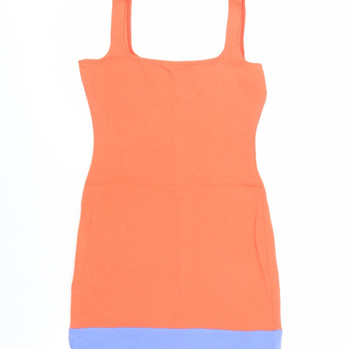 American Apparel Women's Orange Colourblock Mini Bodycon Dress M