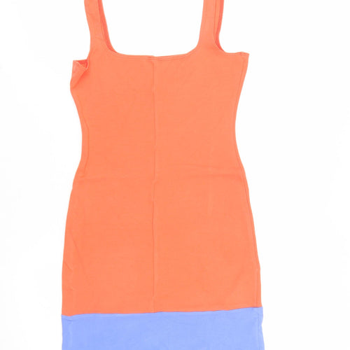 American Apparel Women's Orange Colourblock Mini Bodycon Dress M