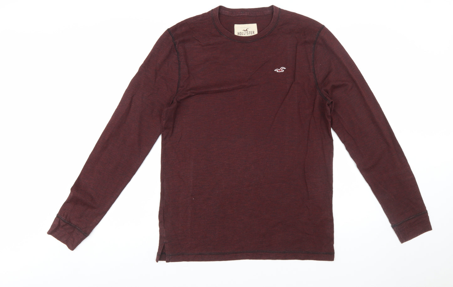 Hollister Men’s Brown Long Sleeve Crew Neck Cotton Blend T-Shirt M