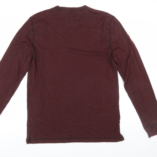 Hollister Men’s Brown Long Sleeve Crew Neck Cotton Blend T-Shirt M