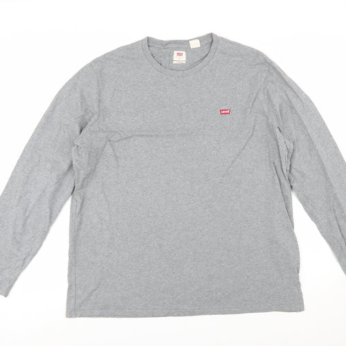 Levi's Men's Grey Long Sleeve Crew Neck Cotton T-Shirt XL
