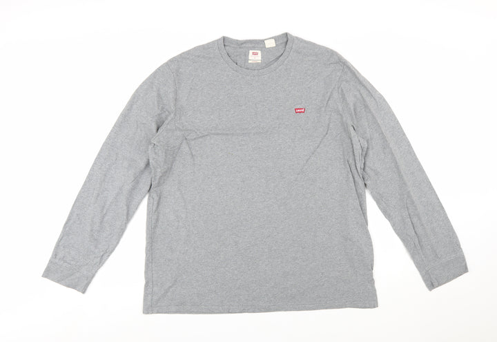 Levi's Men's Grey Long Sleeve Crew Neck Cotton T-Shirt XL