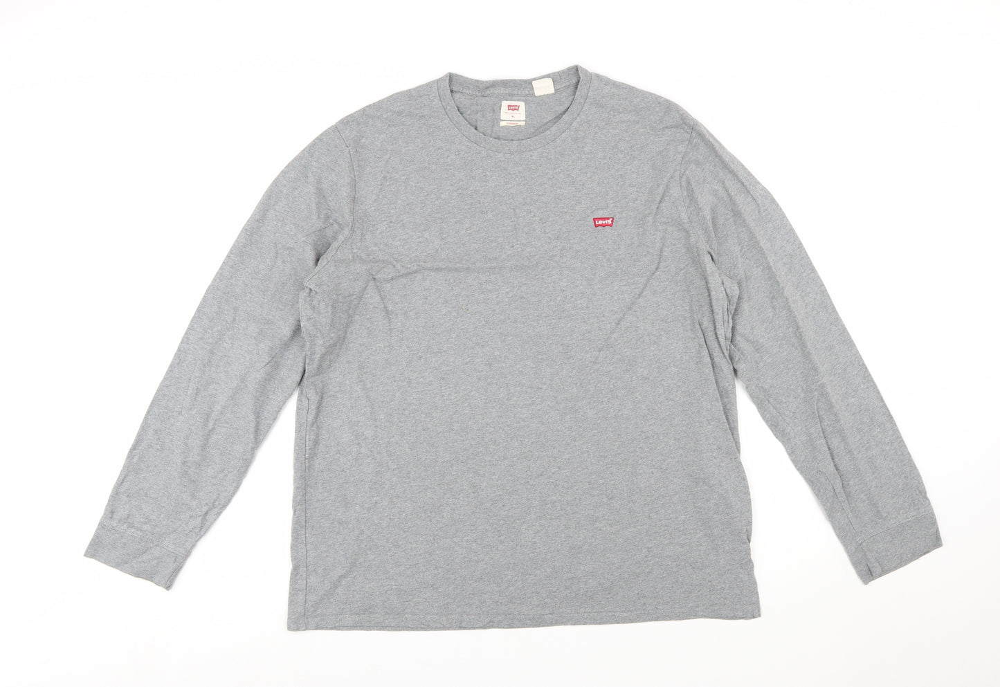 Levi's Men's Grey Long Sleeve Crew Neck Cotton T-Shirt XL