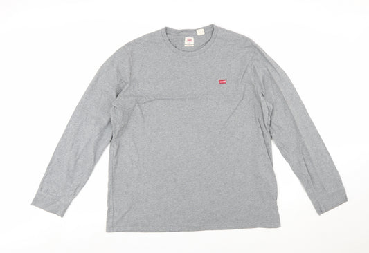 Levi's Men's Grey Long Sleeve Crew Neck Cotton T-Shirt XL