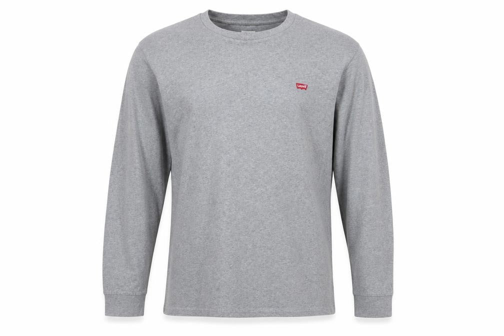 Levi's Men's Grey Long Sleeve Crew Neck Cotton T-Shirt XL