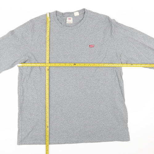 Levi's Men's Grey Long Sleeve Crew Neck Cotton T-Shirt XL