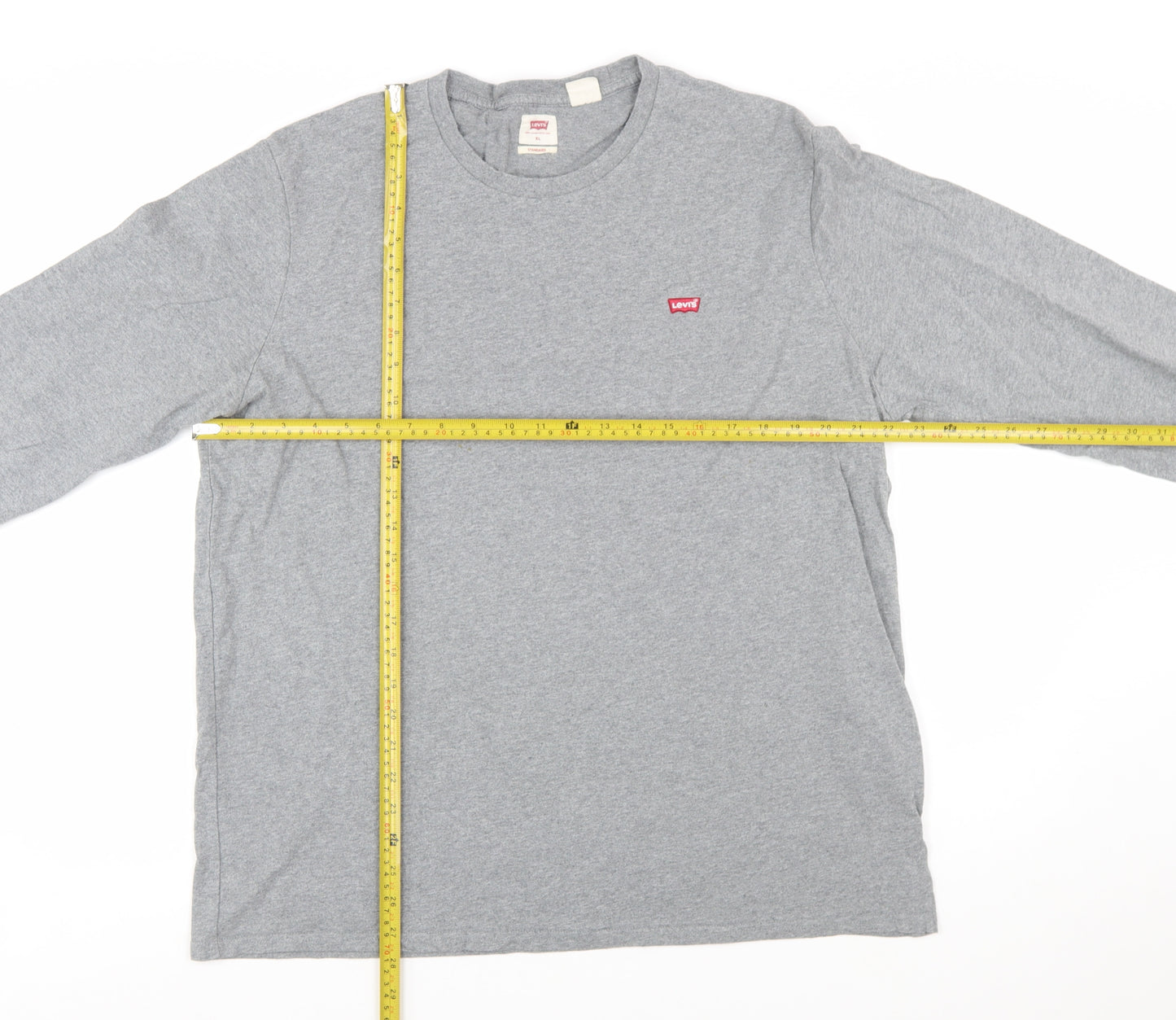 Levi's Men's Grey Long Sleeve Crew Neck Cotton T-Shirt XL