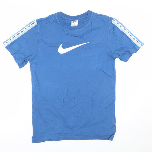 Nike Men's Blue Crew Neck Short Sleeve Cotton T-Shirt Size S