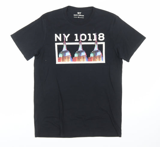 White Threads Men's Black NY Graphic City T-Shirt Size M