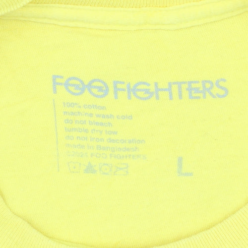 Foo Fighters Men's Yellow Graphic Band T-Shirt Size L