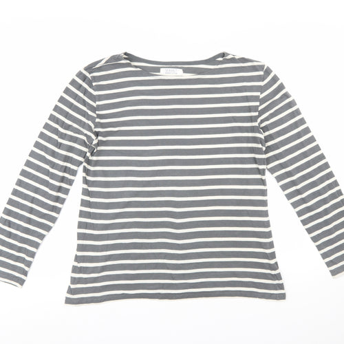 Seasalt Women’s Grey Striped Organic Cotton Sailor Shirt UK 14