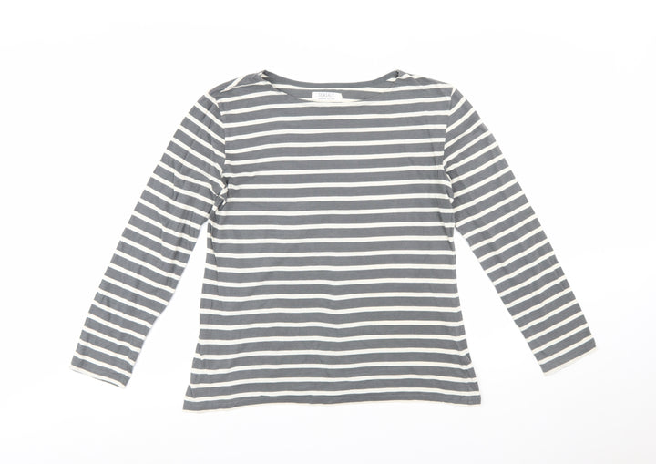 Seasalt Women’s Grey Striped Organic Cotton Sailor Shirt UK 14