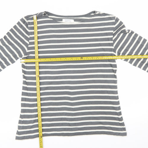 Seasalt Women’s Grey Striped Organic Cotton Sailor Shirt UK 14