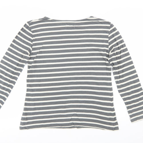 Seasalt Women’s Grey Striped Organic Cotton Sailor Shirt UK 14