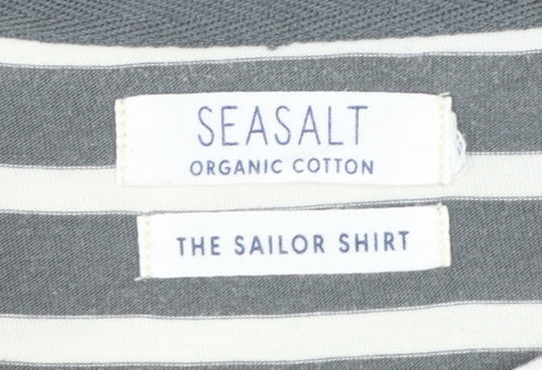 Seasalt Women’s Grey Striped Organic Cotton Sailor Shirt UK 14
