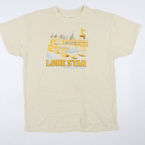 Brisco Brands Men's Beige Lone Star Graphic Retro T-Shirt XL