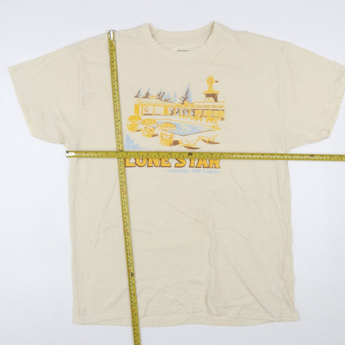 Brisco Brands Men's Beige Lone Star Graphic Retro T-Shirt XL
