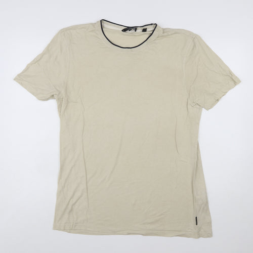 Ted Baker Men's Beige Crew Neck Short Sleeve T-Shirt Size L