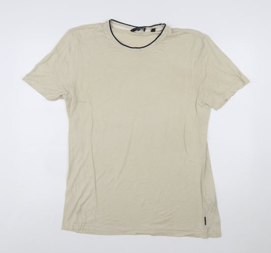 Ted Baker Men's Beige Crew Neck Short Sleeve T-Shirt Size L
