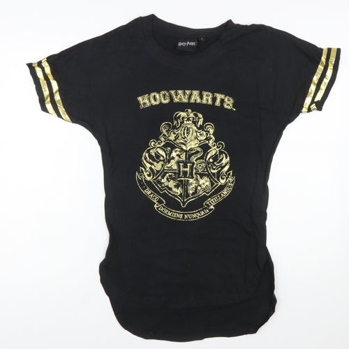 Harry Potter Women's Black Hogwarts Crest Cotton T-Shirt Size L