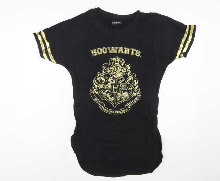 Harry Potter Women's Black Hogwarts Crest Cotton T-Shirt Size L
