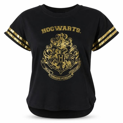 Harry Potter Women's Black Hogwarts Crest Cotton T-Shirt Size L