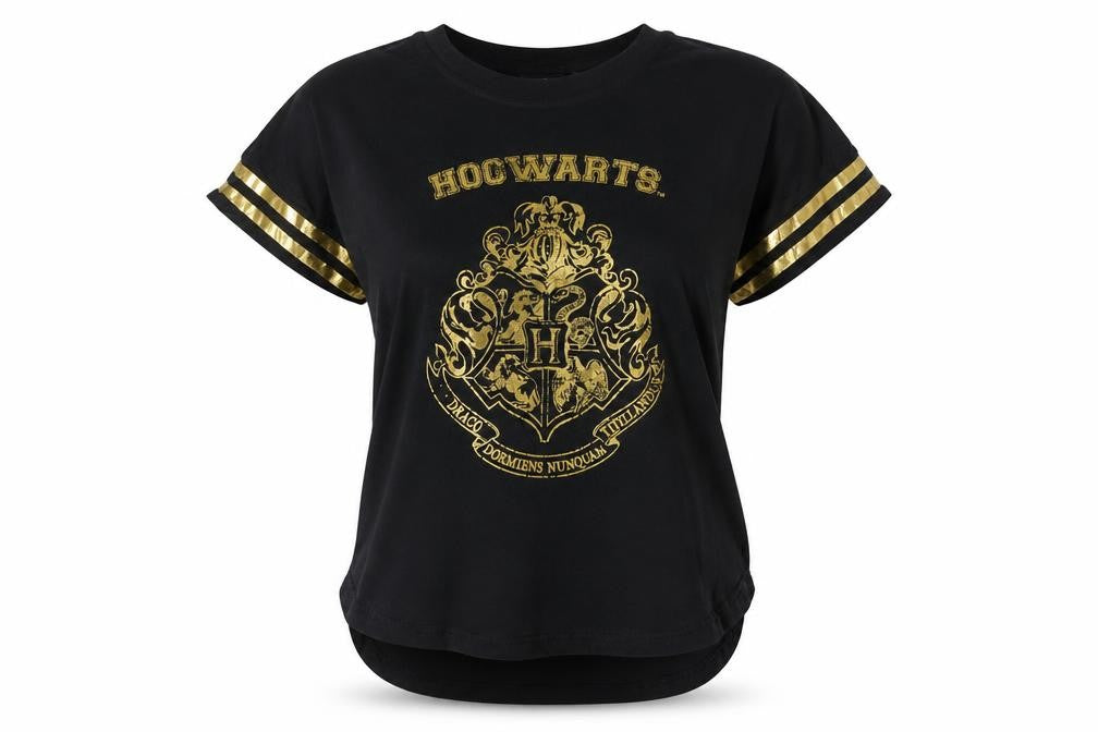 Harry Potter Women's Black Hogwarts Crest Cotton T-Shirt Size L