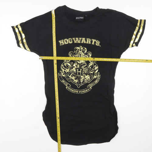 Harry Potter Women's Black Hogwarts Crest Cotton T-Shirt Size L