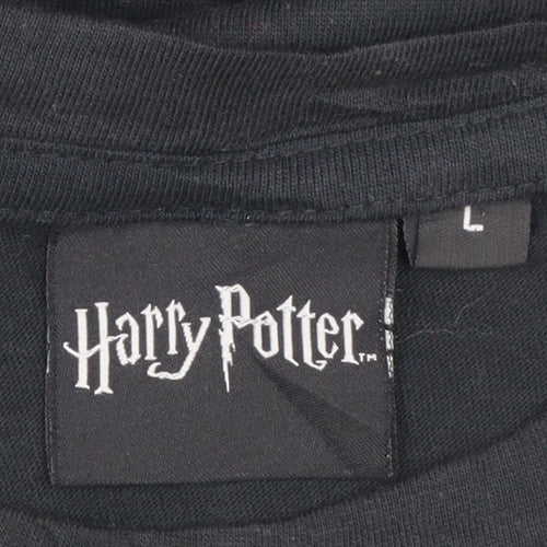 Harry Potter Women's Black Hogwarts Crest Cotton T-Shirt Size L