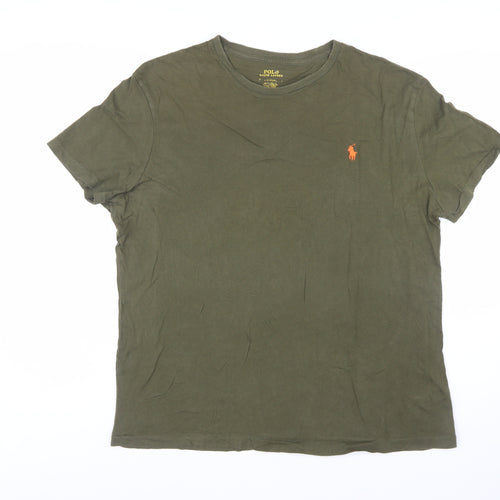 Polo Ralph Lauren Men's Khaki Green Short Sleeve Crew Neck T-Shirt Size L Classic Fit