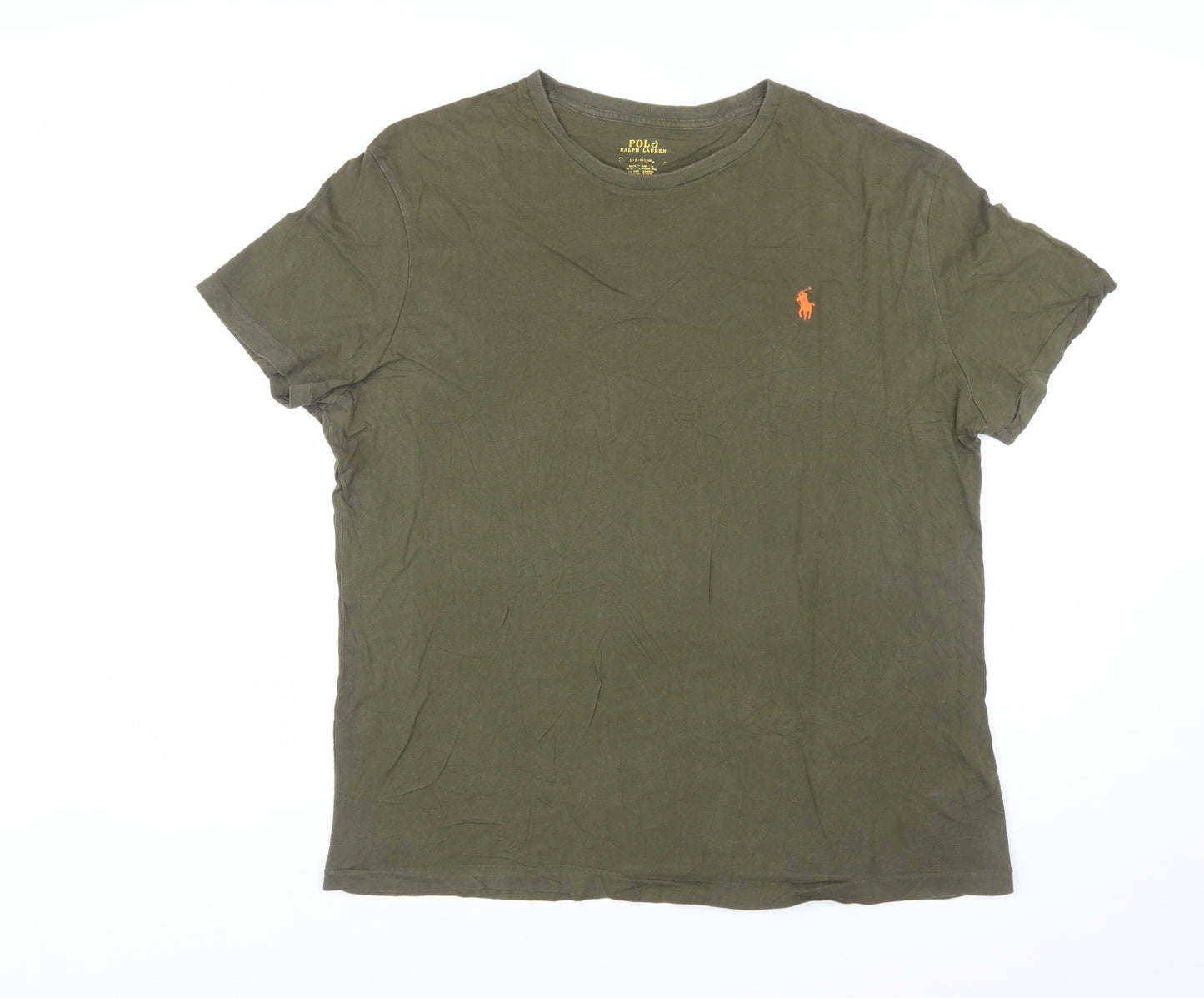 Polo Ralph Lauren Men's Khaki Green Short Sleeve Crew Neck T-Shirt Size L Classic Fit