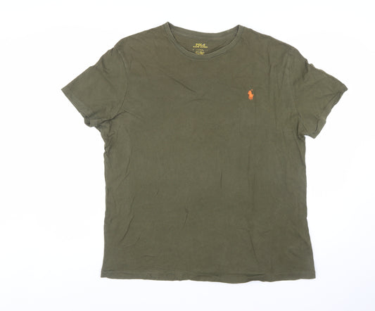Polo Ralph Lauren Men's Khaki Green Short Sleeve Crew Neck T-Shirt Size L Classic Fit