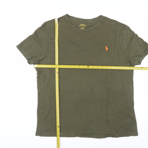 Polo Ralph Lauren Men's Khaki Green Short Sleeve Crew Neck T-Shirt Size L Classic Fit
