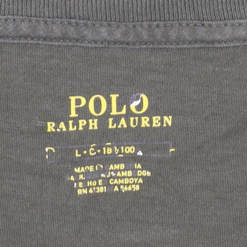 Polo Ralph Lauren Men's Khaki Green Short Sleeve Crew Neck T-Shirt Size L Classic Fit