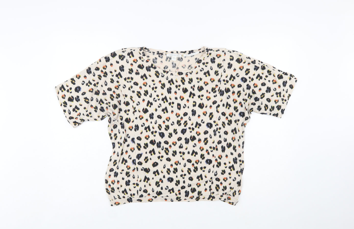 Trenery Women’s Beige Leopard Print Relaxed Cotton T-Shirt Size S