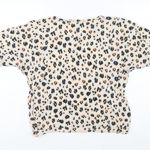 Trenery Women’s Beige Leopard Print Relaxed Cotton T-Shirt Size S
