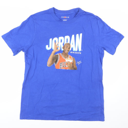 Jordan Blue Graphic Print Men's L T-Shirt 100% Cotton Crew Neck