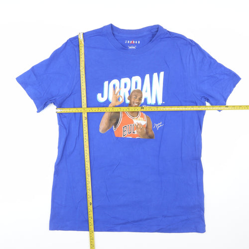 Jordan Blue Graphic Print Men's L T-Shirt 100% Cotton Crew Neck